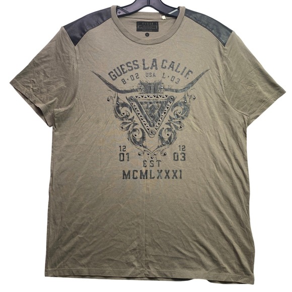 Guess Shirt Mens Large AOP Studded Y2K Grunge Preppy Academia Streetweear - Picture 1 of 9